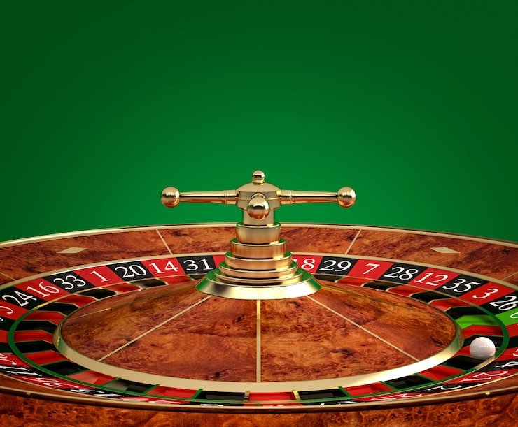 Roulette wheel spinning in live studio with close-up ball detail